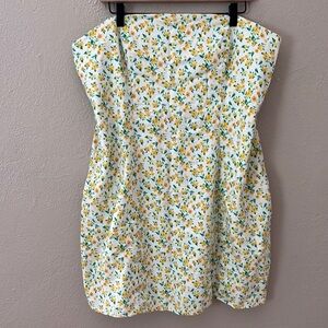 Old Navy Fit & Flare Linen-Blend Floral Mini Dress, XXL, Yellow Flower Women’s